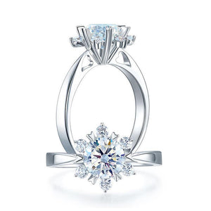 1 Carat Moissanite Diamond Flower Engagement 925 Sterling Silver Ring MFR8338 my-jewels