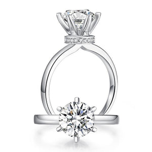 2 Carat Moissanite Diamond (8 mm) 6 Claws Engagement Ring 925 Sterling Silver MFR8349 my-jewels