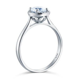 Solid 925 Sterling Silver Engagement Promise Ring Halo XFR8120 my-jewels.com