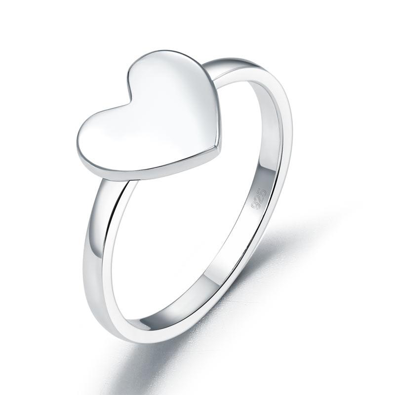 Kleidungsgeschäft Plain 925 Polished Sterling Finish Sienczak High / Cavreu – Silver Sebastian Ring with Heart
